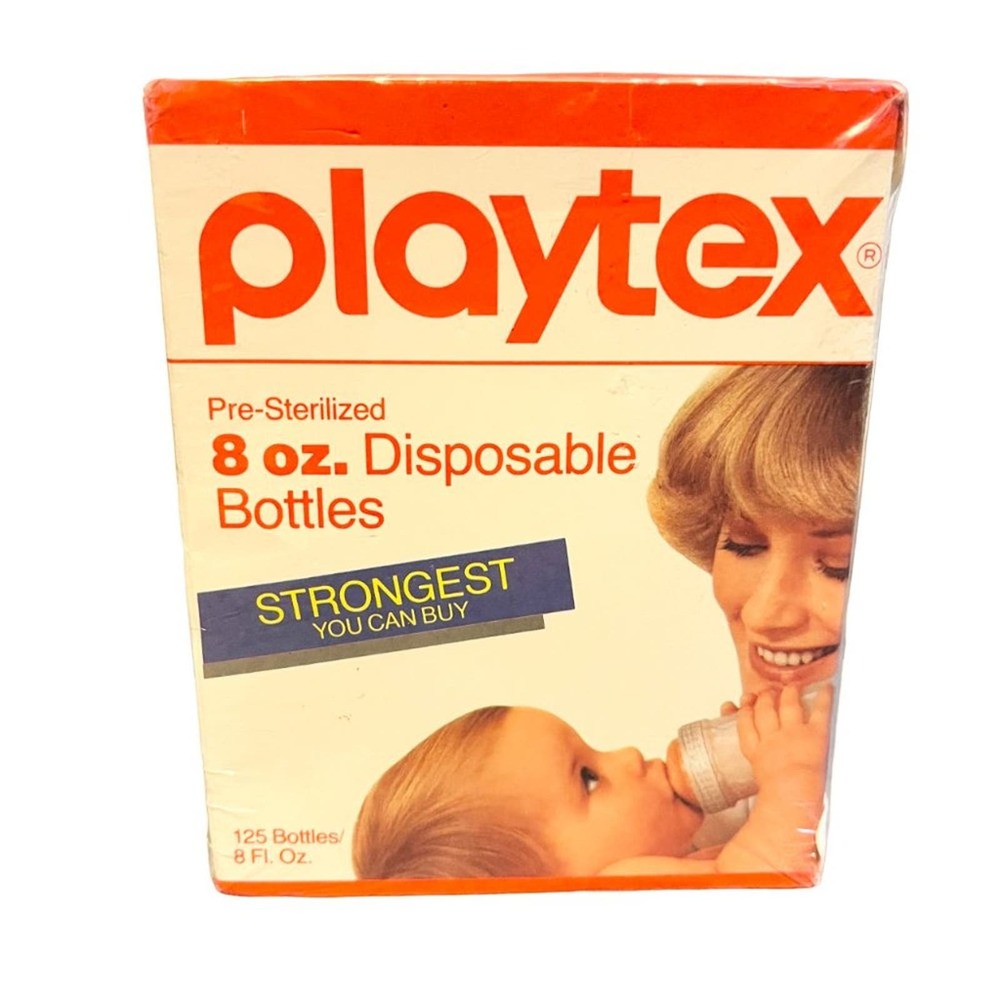 NEW VTG 80s PLAYTEX Disposable Bottles Dispenser Pack (125) 8 oz Liners SEALED